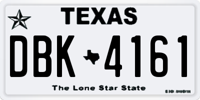 TX license plate DBK4161