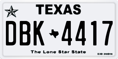 TX license plate DBK4417