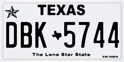 TX license plate DBK5744