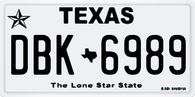 TX license plate DBK6989