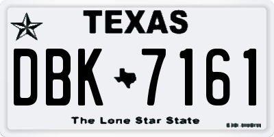 TX license plate DBK7161