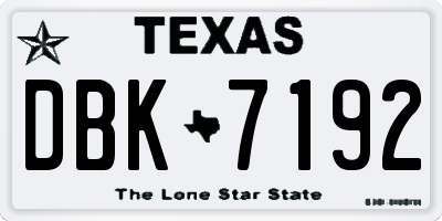 TX license plate DBK7192