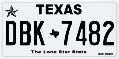 TX license plate DBK7482
