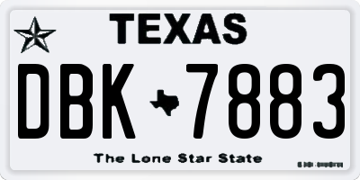 TX license plate DBK7883