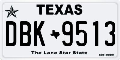 TX license plate DBK9513