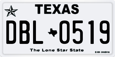 TX license plate DBL0519