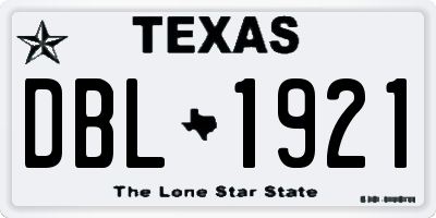 TX license plate DBL1921