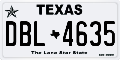 TX license plate DBL4635