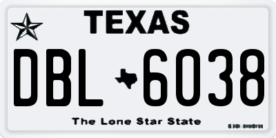 TX license plate DBL6038
