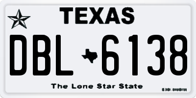 TX license plate DBL6138