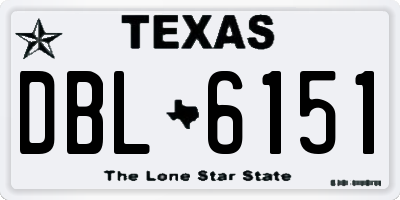 TX license plate DBL6151