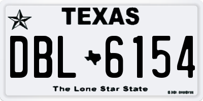 TX license plate DBL6154