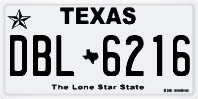 TX license plate DBL6216