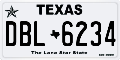 TX license plate DBL6234