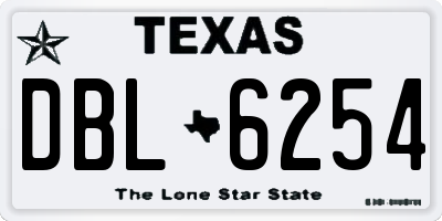 TX license plate DBL6254