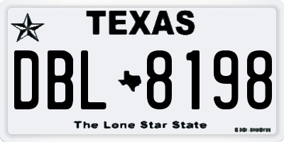 TX license plate DBL8198