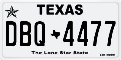 TX license plate DBQ4477