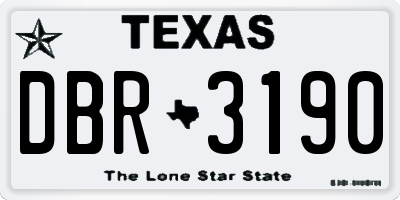 TX license plate DBR3190