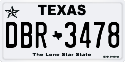 TX license plate DBR3478