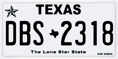 TX license plate DBS2318