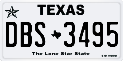 TX license plate DBS3495