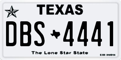 TX license plate DBS4441