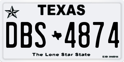 TX license plate DBS4874