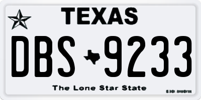 TX license plate DBS9233