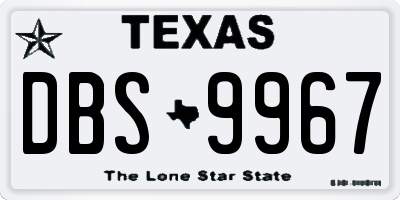 TX license plate DBS9967