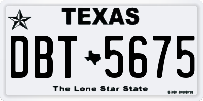 TX license plate DBT5675