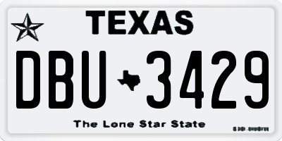 TX license plate DBU3429