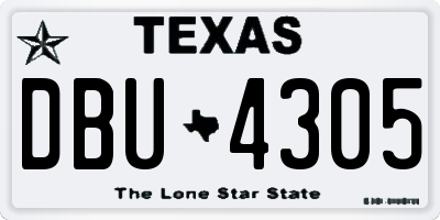 TX license plate DBU4305