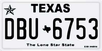 TX license plate DBU6753