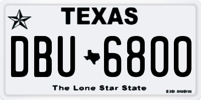 TX license plate DBU6800