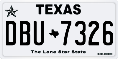 TX license plate DBU7326