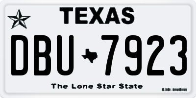 TX license plate DBU7923