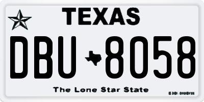TX license plate DBU8058