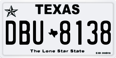TX license plate DBU8138