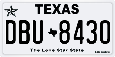 TX license plate DBU8430