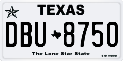 TX license plate DBU8750