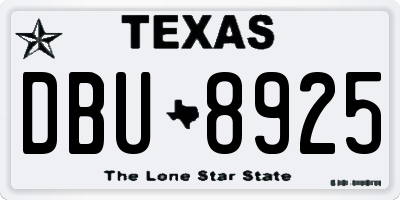 TX license plate DBU8925