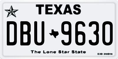 TX license plate DBU9630