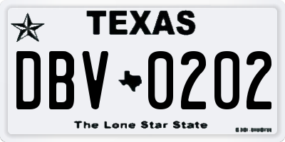 TX license plate DBV0202