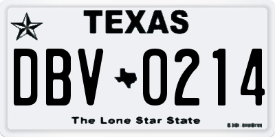 TX license plate DBV0214