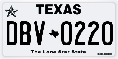 TX license plate DBV0220
