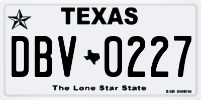 TX license plate DBV0227