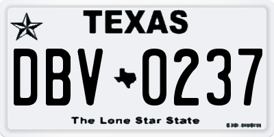 TX license plate DBV0237