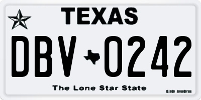 TX license plate DBV0242