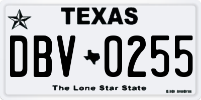 TX license plate DBV0255