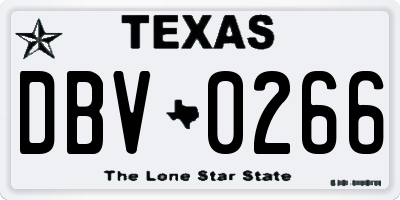 TX license plate DBV0266